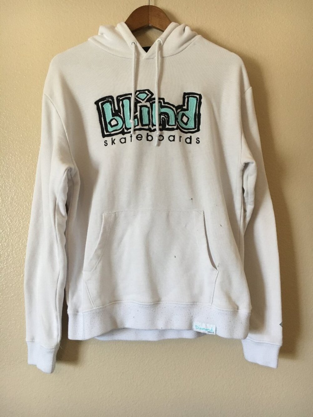 Blind Skateboards White Hoodie S Sweatshirt Distressed Diamond Supply Logo
